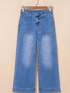 High-Rise Wide Leg Flare Denim Jeans