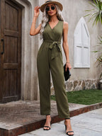 Surplice Tie-Waist Sleeveless Jumpsuit - Chic & Comfortable