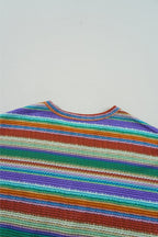 Multicolour Striped Twist Hem Cap Sleeve Top - Chic & Trendy