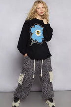 POL BloomCraze Floral Fringe Knit Sweater