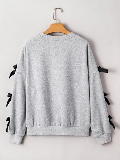 Howdy Christmas Trees Sweatshirt with Ribbon Bow Detail