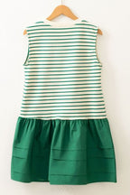 Sequin Clover Patch Striped Mini Dress with Pockets