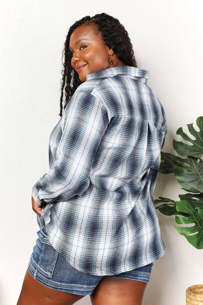 Mandy Plaid Dropped Shoulder Long Sleeve Shirt