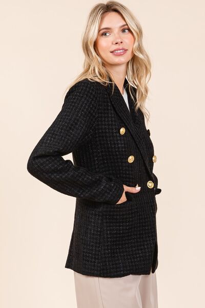 Mittoshop Plaid Texture Double-Breasted Blazer