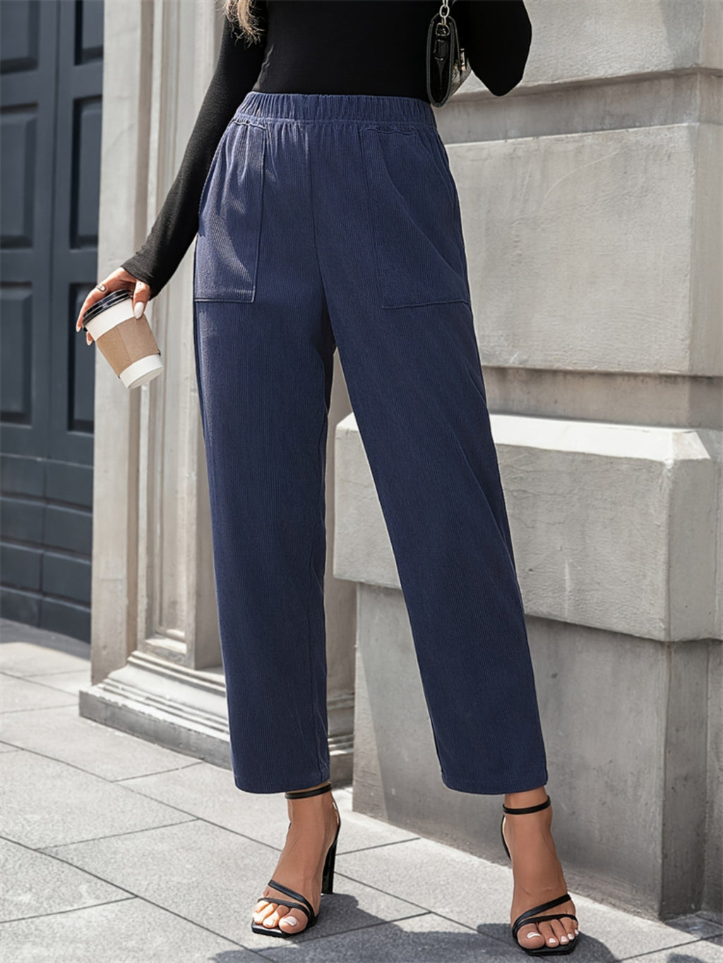Elastic Waist Pocketed Pants - Comfortable & Stylish