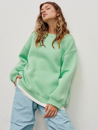 Oversized Round Neck Dropped Shoulder Sweatshirt