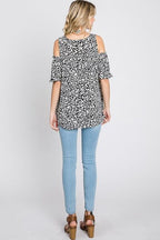 Heimish Full Size Leopard Print Cold Shoulder T-Shirt