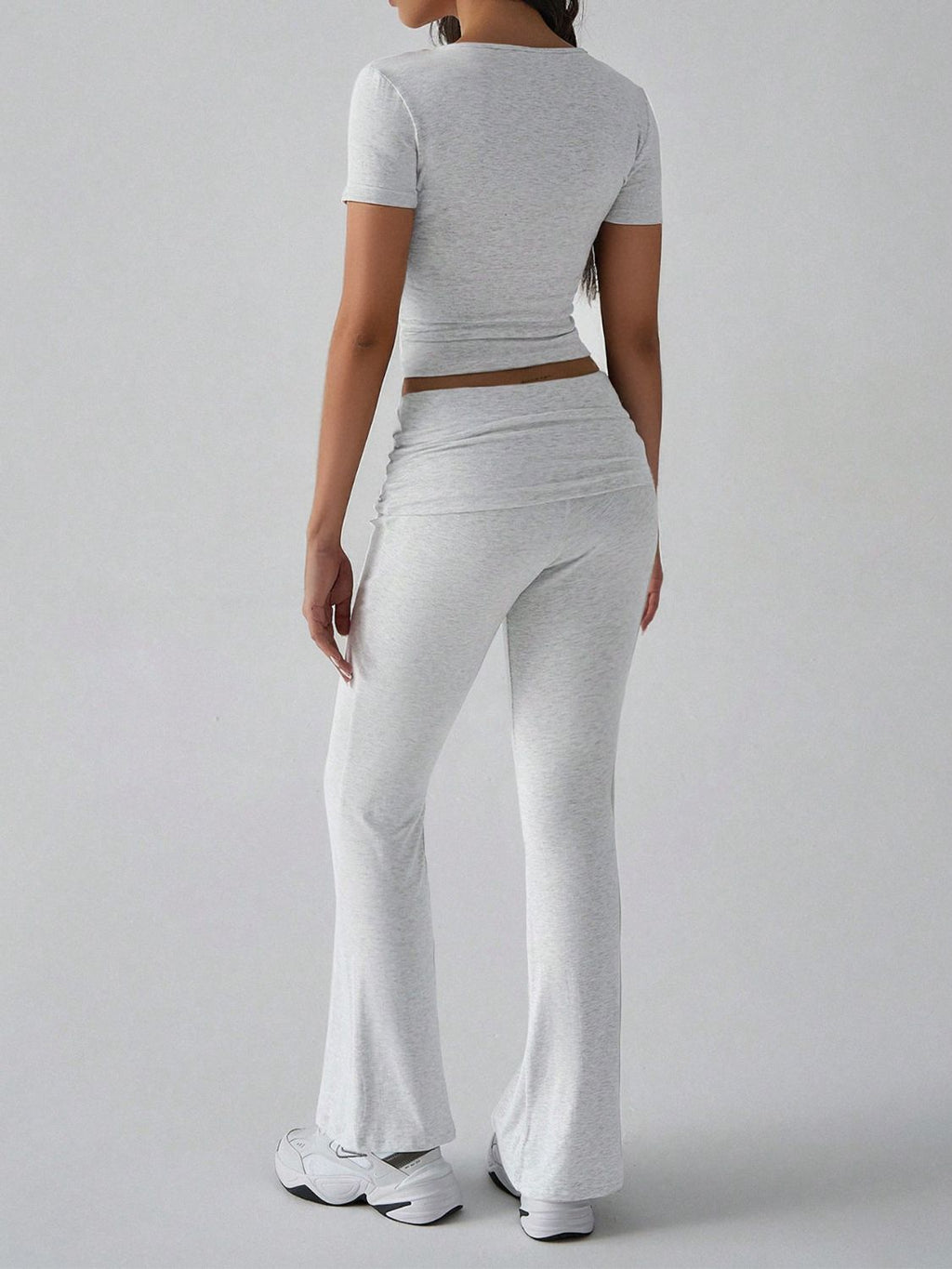 Devine V-Neck Top & Bootcut Leggings Set - Chic & Comfy