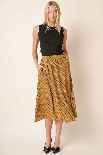 Mittoshop Printed Midi Skirt Mustard