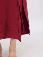 Ruched Slit Spaghetti Strap Long Sleeve Maxi Dress