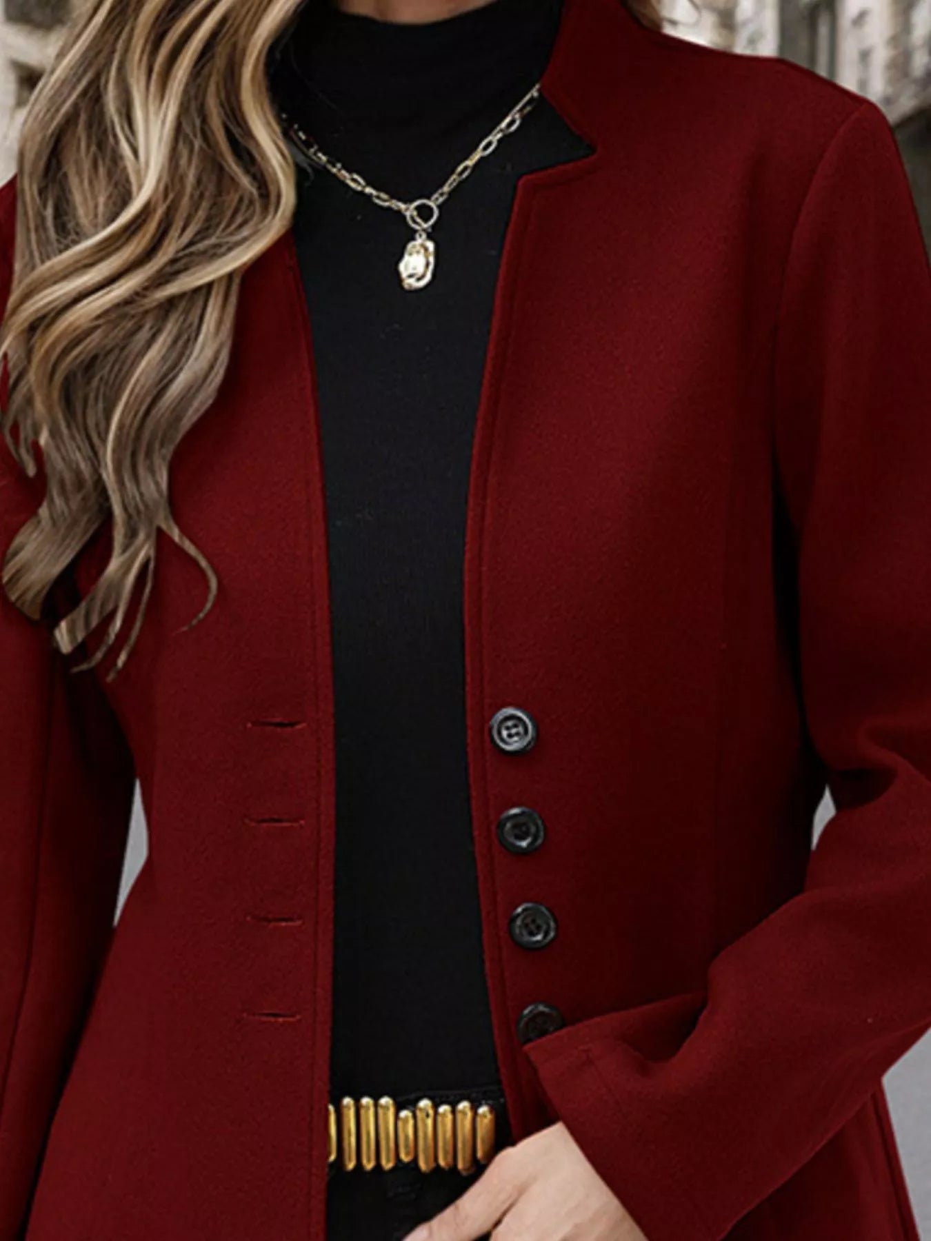 Classic Button-Up Long Sleeve Coat