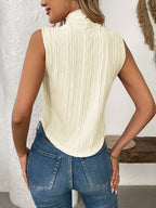 Texture Turtleneck Sleeveless Top - Chic & Versatile