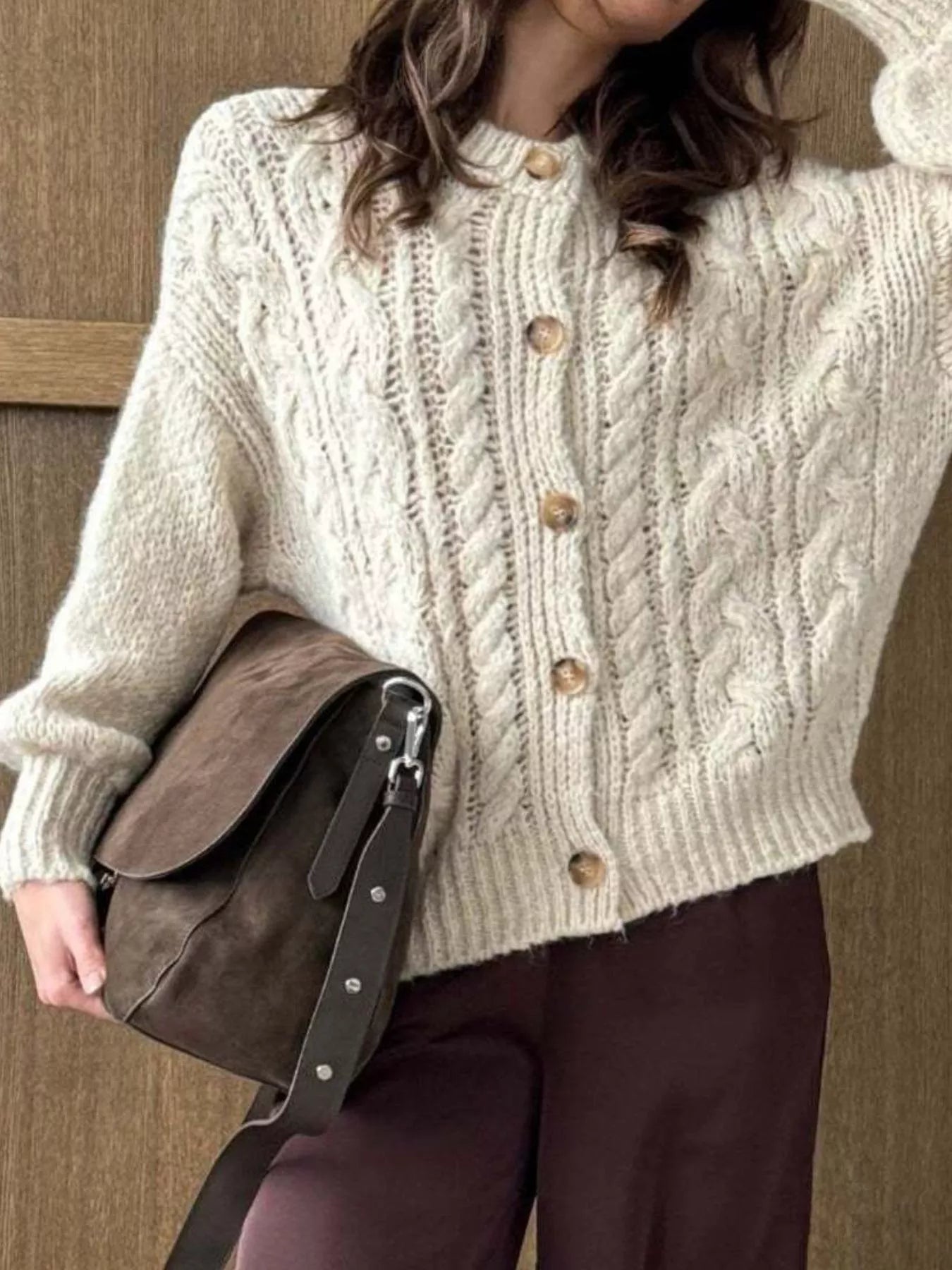 Cozy Cable Knit Button-Front Cardigan Sweater