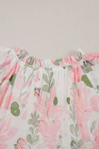 Floral Contrast Edge Mini Dress - Ruffled Short Sleeve Summer Look