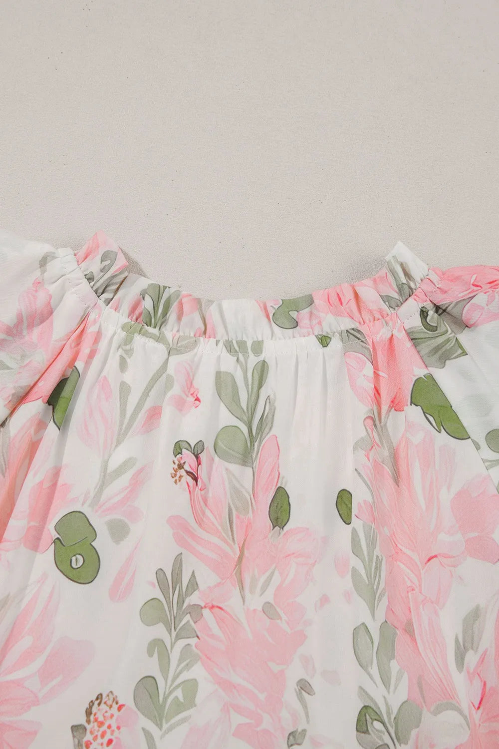 Floral Contrast Edge Mini Dress - Ruffled Short Sleeve Summer Look