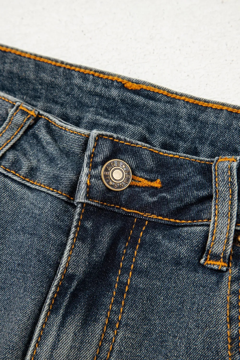 Exposed Stitching High Waist Straight Leg Jeans