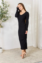 Culture Code Ribbed Slit Midi Dress â€“ Full Size