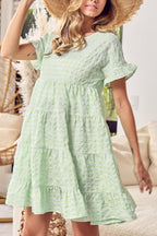 Textured Short Sleeve Tiered Mini Dress - Chic & Flowy