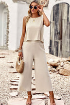 Round-Neck Tank Top & Wide-Leg Pants Co-Ord Set
