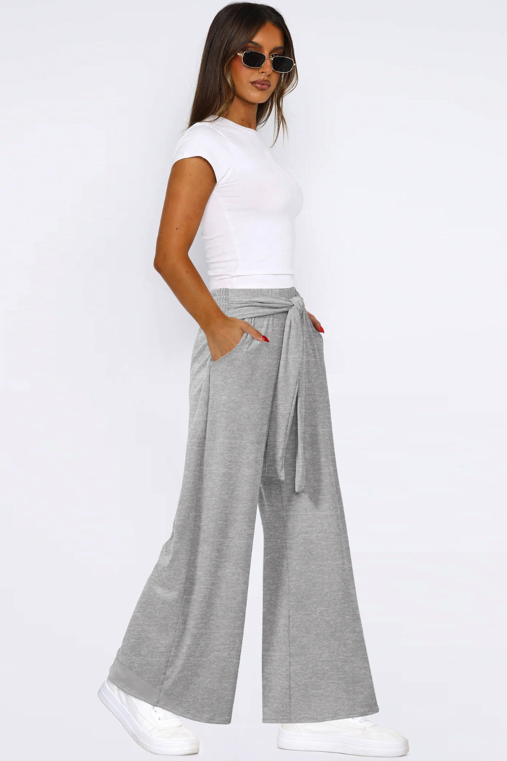 Tied Pocketed Wide-Leg Pants - Chic & Comfortable