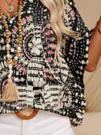 Printed V-Neck Half Sleeve Top - Stylish & Comfortable