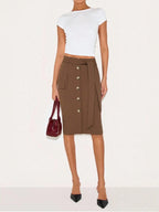 Button Detail Belted Cargo Skirt