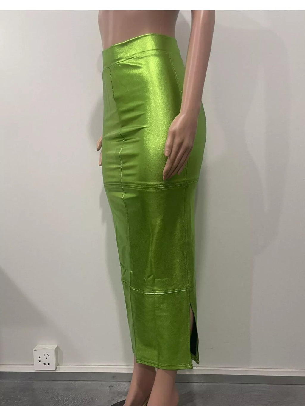 Shimmer Side-Slit Bodycon Maxi Skirt