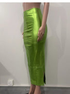 Shimmer Side-Slit Bodycon Maxi Skirt
