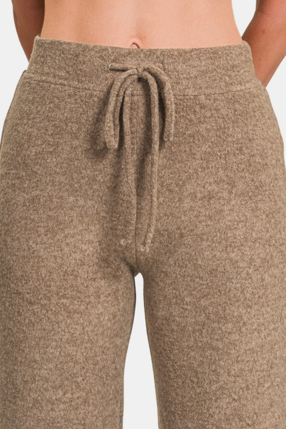 Zenana Hacci Fabric Cropped Pants with Drawstring