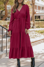 Leopard-Trim Notched Neck Puff-Sleeve Shift Mini Dress