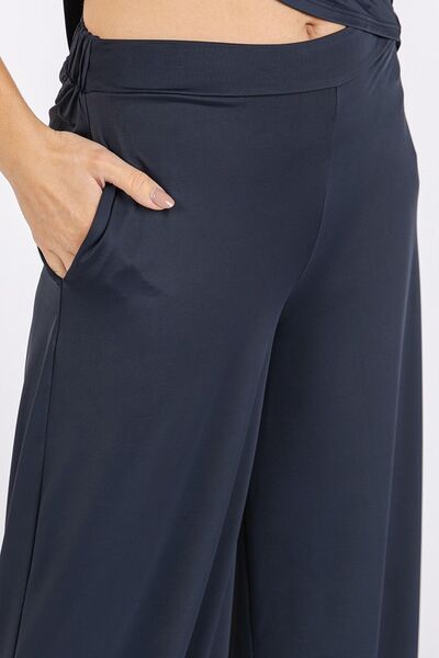 Mittoshop Yoga Air Stretch Elastic Waist Wide Leg Pants