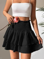 Chic Smocked Layered Ruched Mini Skirt