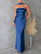 Satin Tube Maxi Dress – Elegant Strapless Evening Gown for Special Occasions