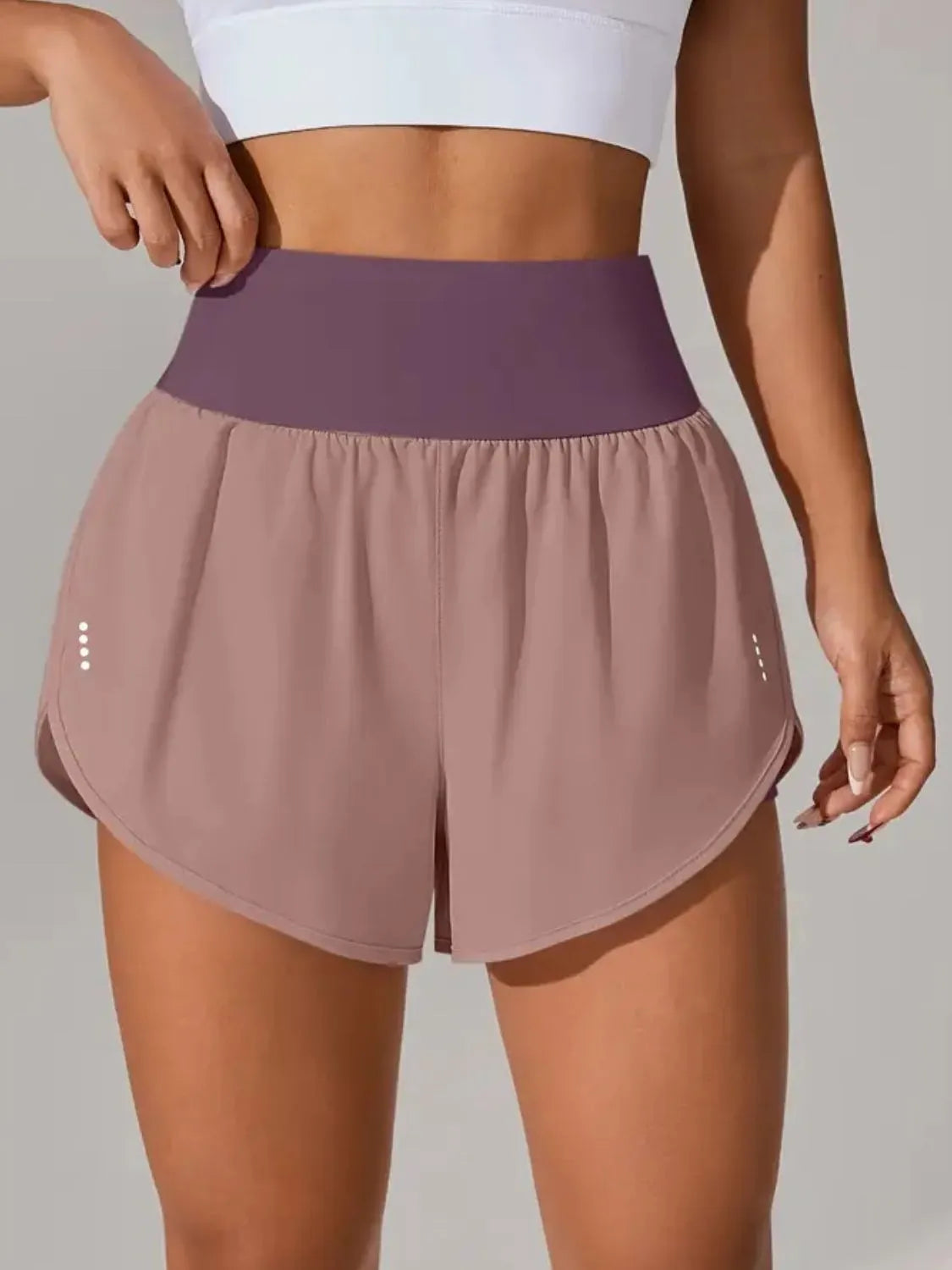Pocketed Stretch High-Waist Shorts Dusty Pink