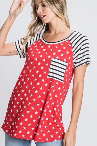 Heimish Plus Size Star & Striped Round Neck T-Shirt