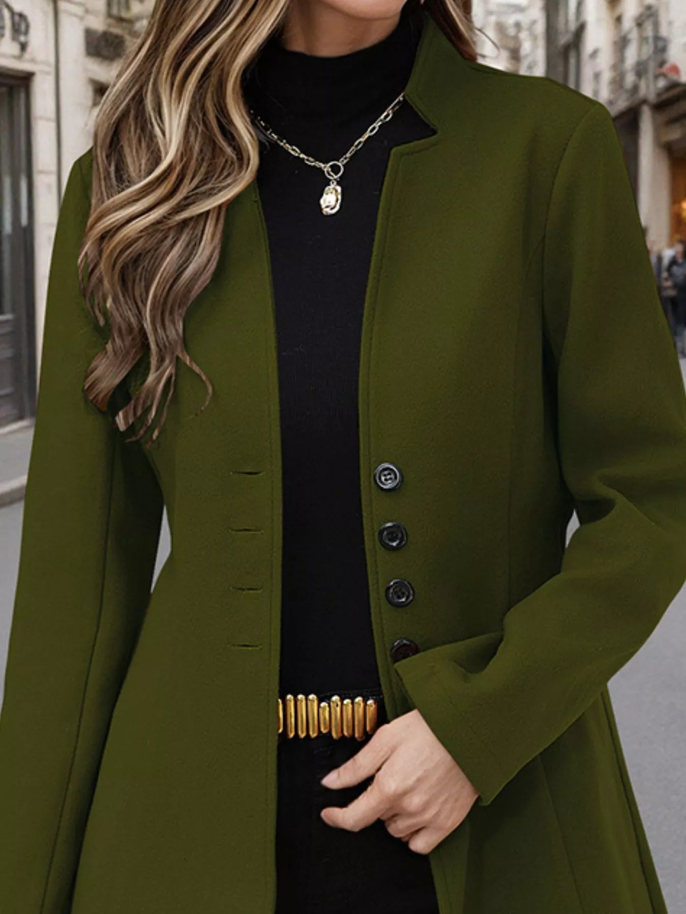 Classic Button-Up Long Sleeve Coat