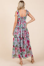 Mittoshop Layered Floral Sweetheart Neck Maxi Dress
