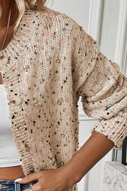 Confetti Button-Up Long-Sleeve Cardigan