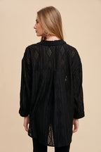 Annie Wear Openwork Button-Down Relaxed Fit Shirt