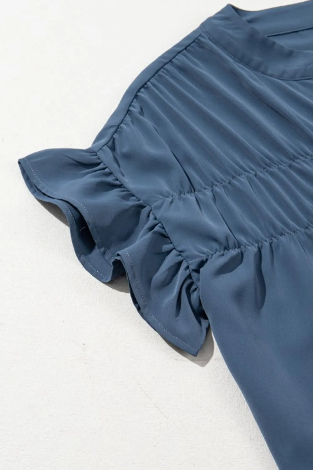 Ruffled Ruched Button Shirt - Feminine Flair