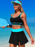 Scoop Neck Swim Set with Skort - Stylish & Comfortable