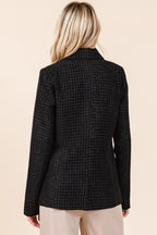 Mittoshop Plaid Texture Double-Breasted Blazer