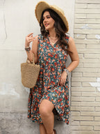 Plus Size Floral Tiered Sleeveless Dress â€“ Casual & Flowy Summer Style Floral