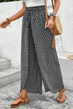 Slit Printed Wide-Leg Pants - Trendy & Flowy Statement Piece