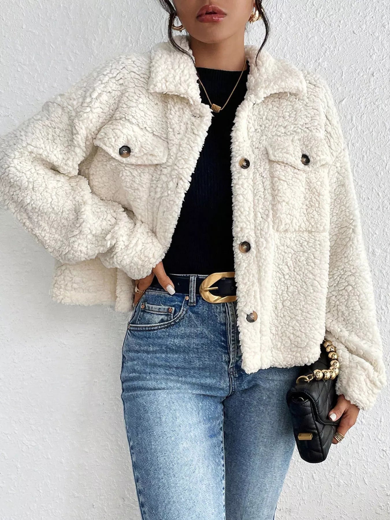 SnugNest Sherpa Button-Up Jacket