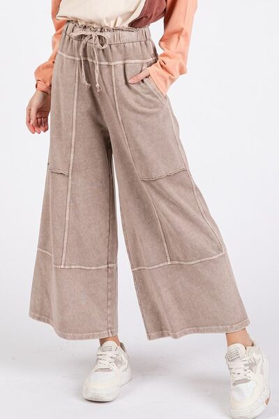 Mittoshop Mineral Wash Seam French Terry Wide Leg Pants