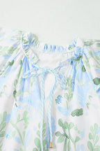 Floral Contrast Edge Mini Dress - Ruffled Short Sleeve Summer Look