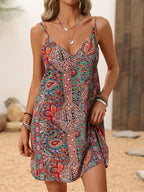 Paisley Print Spaghetti Strap Summer Mini Dress
