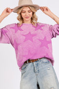 SAGE + FIG Star Print Mineral Wash T-Shirt Moonlit Mauve