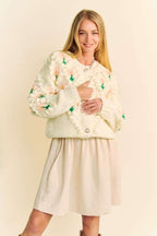 Davi & Dani Floral Pattern Button-Down Cardigan